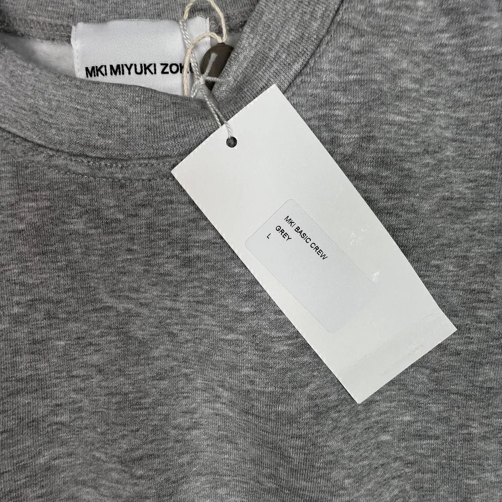 New MKI Miyuki Zoku Pullover Grey Crew Neck Cotton Sweatshirt Fleece Inner US L - Picture 9 of 11